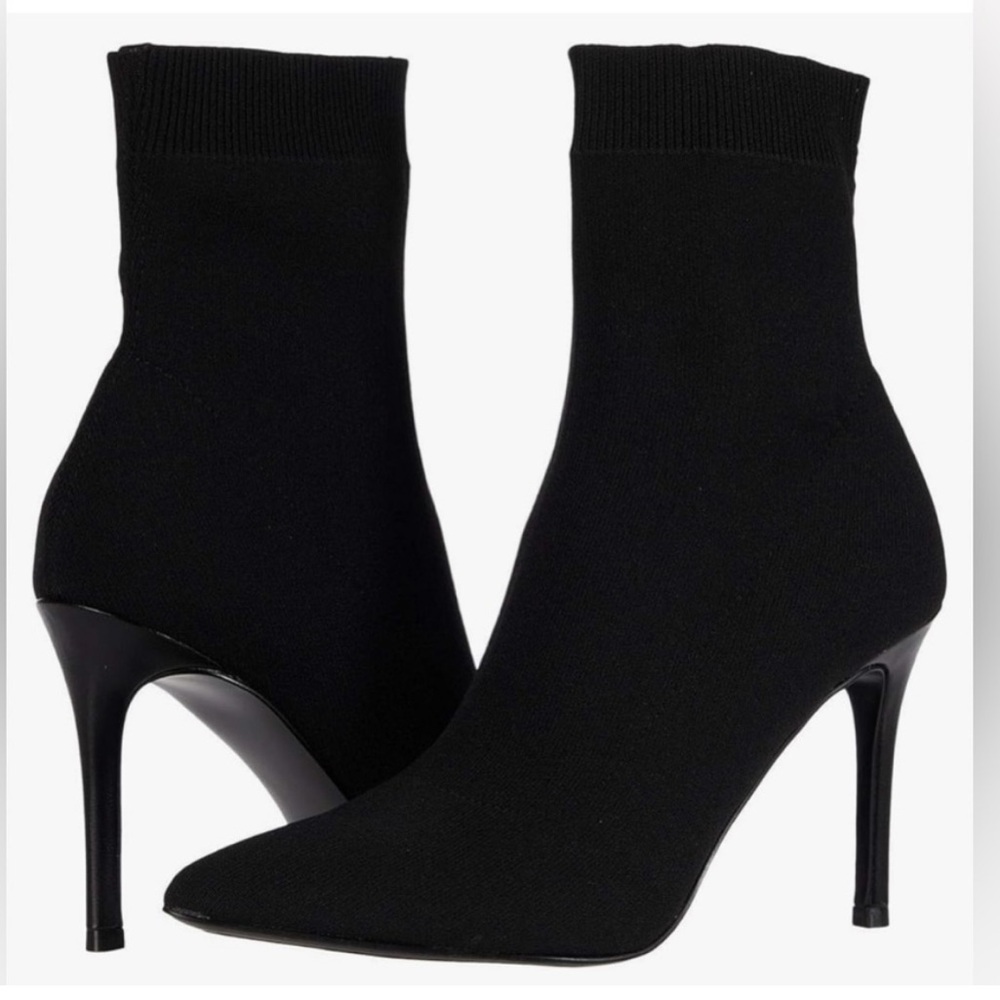 Enya Black Knit Ankle Boots